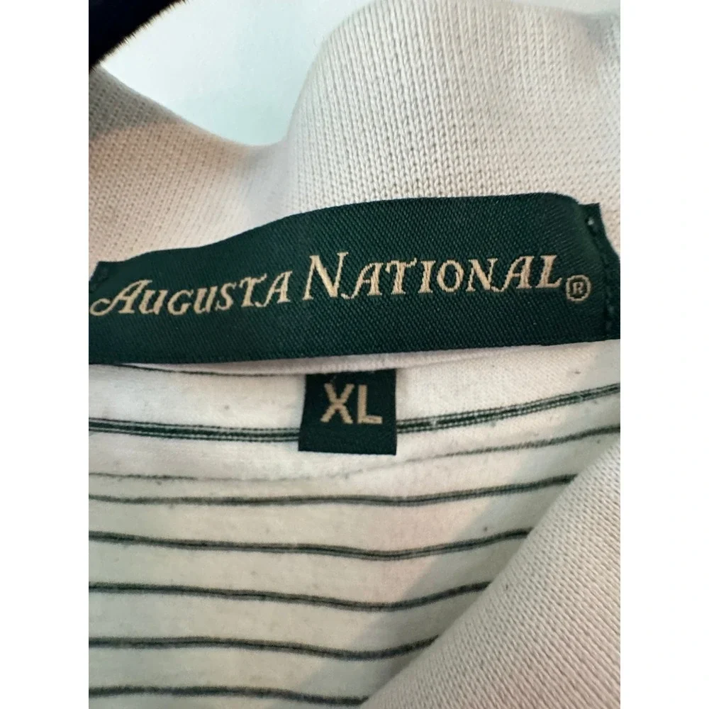 Augusta National‎ Golf Club Polo Shirt Mens XL White Green Striped Masters Logo